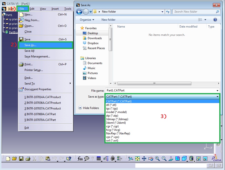 CATIA V5 Save As Screenshot